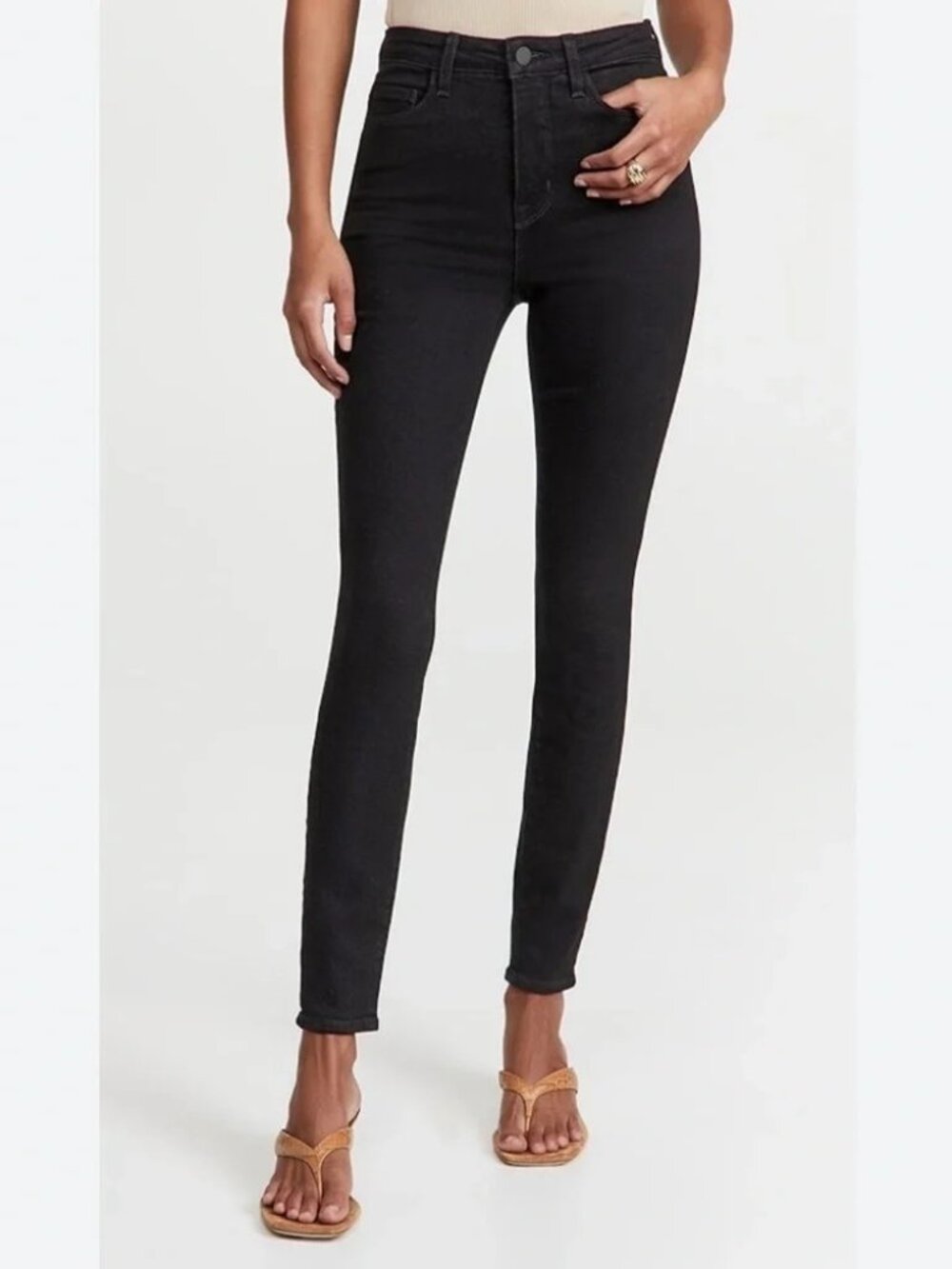 L’AGENCE Monique Ultra High Rise Skinny Jeans in Jet Black. Size 29.